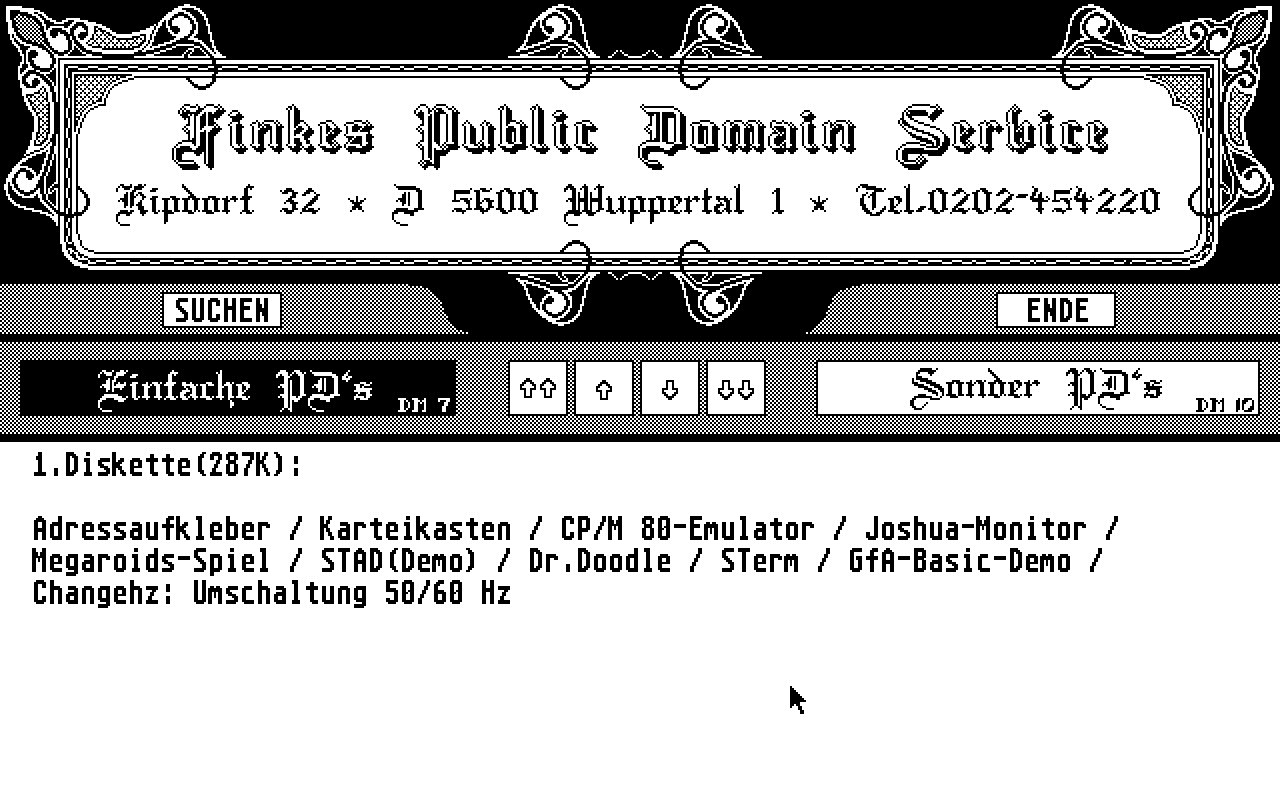 Finke Atari ST Software Buchhandlung atari screenshot